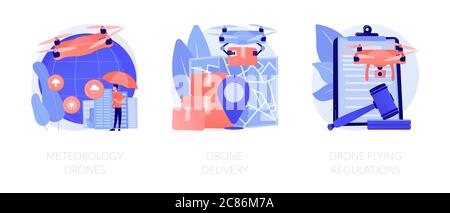 I droni commerciali utilizzano metafore vettoriali Illustrazione Vettoriale