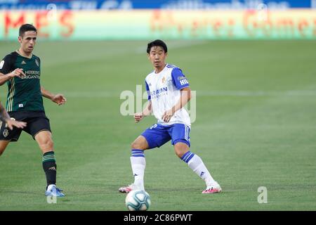 Saragozza, Spagna. 20 luglio 2020. Shinji Kagawa (Saragozza) Calcio : Spagnolo 'la Liga SmartBank' match tra Real Zaragoza 2-1 SD Ponferadina all'Estadio de la Romareda a Zaragoza, Spagna . Credit: Mutsu Kawamori/AFLO/Alamy Live News Foto Stock