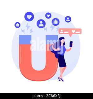 Metafora del concetto di vettore del profilo di social network. Illustrazione Vettoriale