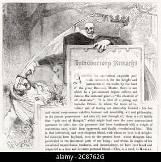 Illustrazione di Kenny Meadows ad Amleto, Principe di Danimarca, di William Shakespeare. Osservazioni introduttive, con scena avvelenata. Foto Stock