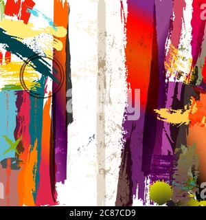 composizione astratta dello sfondo, con tratti di vernice e schizzi Illustrazione Vettoriale