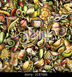 Cartoon carino doodles America Latina modello senza giunture Illustrazione Vettoriale
