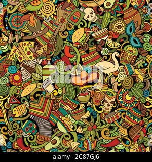 Cartoon carino doodles America Latina modello senza giunture Illustrazione Vettoriale