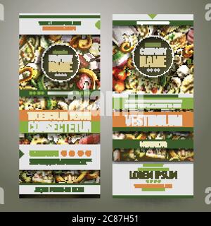 Cartoon carino vettore colorato doodles disegnati a mano banner alimentari italiani Illustrazione Vettoriale