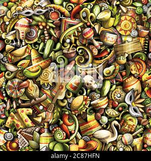 Cartoon carino doodles America Latina modello senza giunture Illustrazione Vettoriale