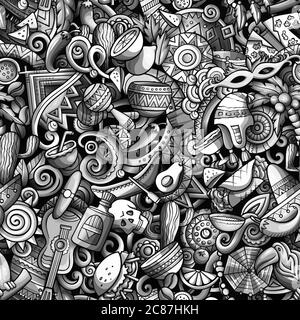 Cartoon carino doodles America Latina modello senza giunture Illustrazione Vettoriale