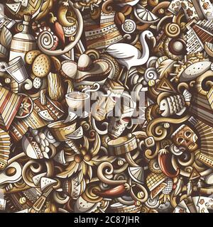 Cartoon carino doodles America Latina modello senza giunture Illustrazione Vettoriale