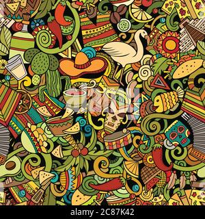 Cartoon carino doodles America Latina modello senza giunture Illustrazione Vettoriale