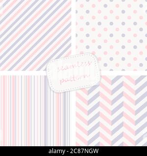 collezione di 4 motivi vintage senza giunture colorate Illustrazione Vettoriale