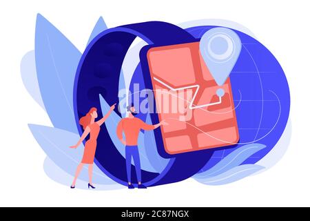 Illustrazione vettoriale del concetto di navigazione smartwatch. Illustrazione Vettoriale