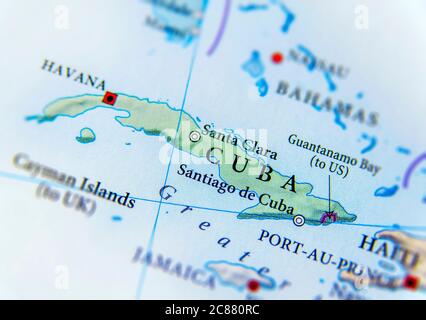 Mappa geografica di Cuba Foto Stock