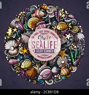 Cartoon vettore doodles Underwater illustrazione del mondo Illustrazione Vettoriale