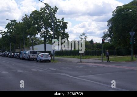 Helmut-Schleusener-Stadion an der Falkenseer Chaussee Ecke Hohenzollernring a Berlino-Spandau. Foto Stock