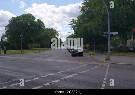 Der Hohenzollernring Ecke Falkenseer Chuassee a Berlino-Spandau. Foto Stock