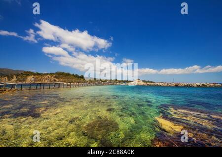 Parte della spiaggia di Laganas, isola di Zante, Grecia Foto Stock