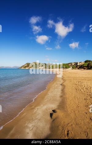 Spiaggia di Gerakas (sito protetto di nidificazione delle tartarughe Caretta Caretta) sull'isola di Zante, Grecia Foto Stock
