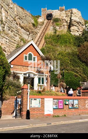 Ascensore di East Hill a Hastings, East Sussex. Foto Stock