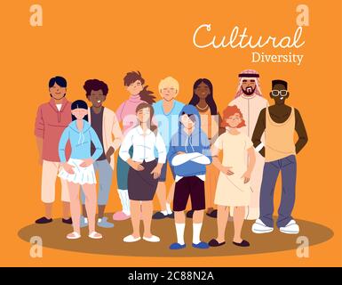 Donne e uomini cartoni animati design, culturale e amicizia diversità tema illustrazione vettoriale Illustrazione Vettoriale