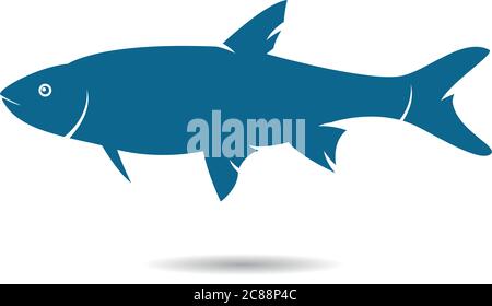 Disegno dell'illustrazione dell'icona vettoriale del modello del logo FISH Illustrazione Vettoriale