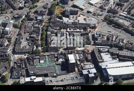 Vista aerea di Newcastle-under-Lyme, una città di mercato a Staffordshire, Regno Unito Foto Stock