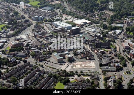 Vista aerea di Newcastle-under-Lyme, una città di mercato a Staffordshire, Regno Unito Foto Stock