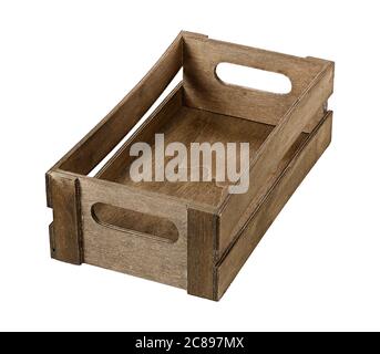 Svuotare casse di legno isolato su bianco Foto Stock
