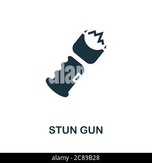 Icona pistola stun. Elemento semplice della raccolta della polizia. Icona Creative Stun Gun per il web design, modelli, infografiche e altro ancora Illustrazione Vettoriale