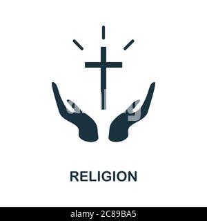 Icona religione. Icona monocromatica Simple Religion per modelli, web design e infografiche Illustrazione Vettoriale