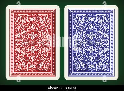 Lato posteriore rosso e blu delle carte da gioco - vettore illustrazione Illustrazione Vettoriale