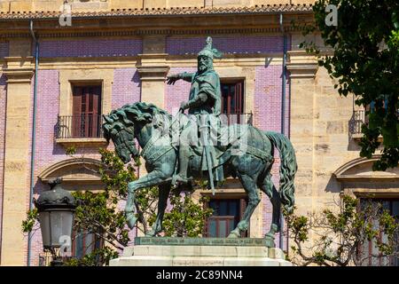 Statua equestre di Re Jaume 1, Valencia, Spagna Foto Stock