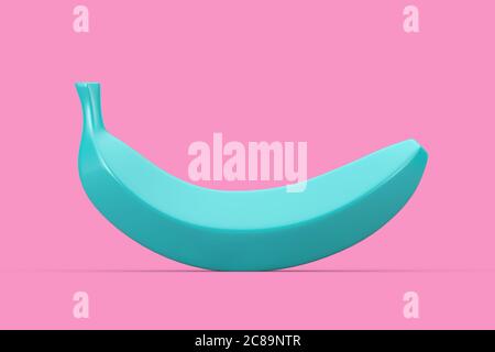 Singola Banana Blu matura in stile Duotone su sfondo rosa. Rendering 3d Foto Stock