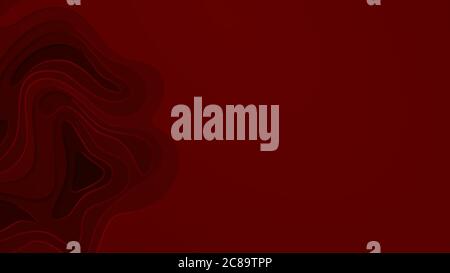 Sfondo vettoriale multilivello con topografia astratta o disegno liquido scorrevole in rosso Illustrazione Vettoriale