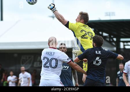 Orlando, Florida, Stati Uniti. 22 luglio 2020. Sporting Kansas City Goalkeeper Melia, Tim n° 29 punch the ball durante il torneo MLS is Back all'ESPN Wild World of Sports di Orlando Florida USA mercoledì 22 luglio 2020. Foto: Marty Jean-Louis Foto Stock