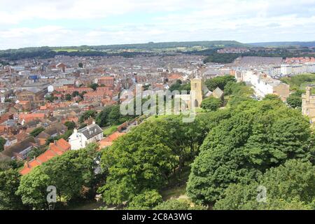 Paesaggi della città balneare di Sacrborough Foto Stock