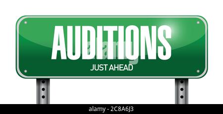 Le audizioni firmano il disegno dell'illustrazione sopra un fondo bianco Illustrazione Vettoriale