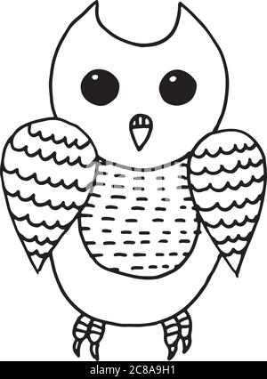 Pagina di colorare divertente gufo di Cartoon Illustrazione Vettoriale