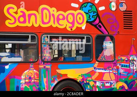 Tour in autobus di San Diego, Old Town state Historic Park, San Diego, California, Stati Uniti Foto Stock