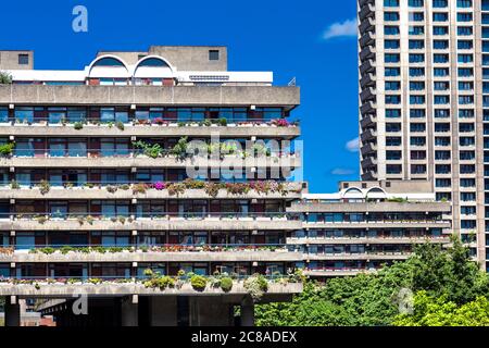 Brutalista Barbican Estate, Londra, Regno Unito Foto Stock