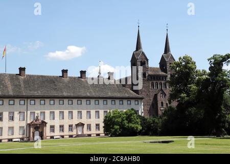 Unesco Weltkulturerbe Schloss und ehemaliges Kloster Corvey, Höxter, Nordrhein- Westfalen, Deutschland Foto Stock