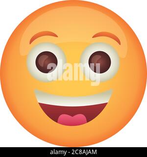 emoji faccia ridendo classico stile piatto icona vettore disegno illustrazione Illustrazione Vettoriale