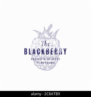 Il simbolo vettoriale, il simbolo o il modello di logo BlackBerry Abstract. Black Berry Sketch Sillhouette con elegante retrospografia. Emblema di lusso vintage. Illustrazione Vettoriale