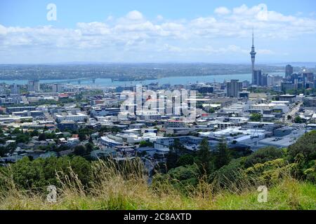 New Zealand Auckland - Vista della città dal Monte Eden Foto Stock