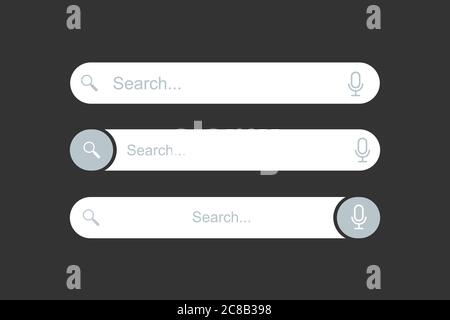 Icona della barra di navigazione e dell'indirizzo di ricerca. Elementi dell'interfaccia utente Web di progettazione della barra di ricerca. Disegno vettoriale. Illustrazione Vettoriale