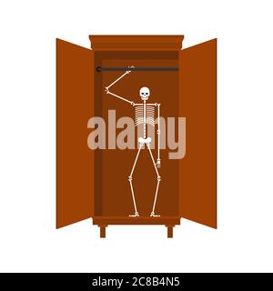 Scheletro in armadio isolato. Illustrazione di un proverbio inglese Illustrazione Vettoriale