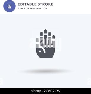 Icona a mano dipinta di hennè, segno piatto riempito, pittogramma solido isolato su bianco, illustrazione del logo. Icona a mano dipinta di hennè per la presentazione. Illustrazione Vettoriale