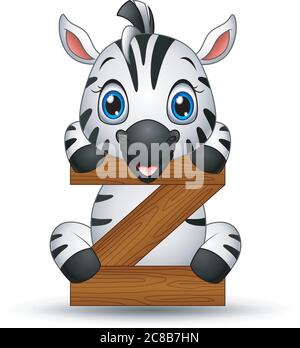 Illustrazione di Alfabeto Z con cartoon Zebra Illustrazione Vettoriale
