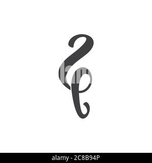numero 2e vettore di logo di progettazione curve semplici Illustrazione Vettoriale