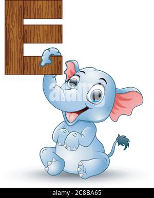 Illustrazione di Alphabet e con cartone animato Elefante Illustrazione Vettoriale