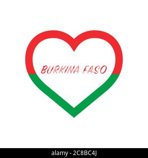 Bandiera del Burkina Faso nel cuore. Amo il mio paese. Segno. Illustrazione vettoriale di stock isolata su sfondo bianco. Illustrazione Vettoriale