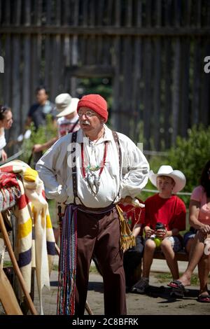 Una guida storica che insegna e illustra come la vita era di nuovo in Canada agli inizi del 1800 come un Fur Trader. Foto Stock